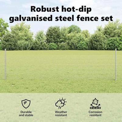 VidaXL Hek met paal zilver 0,5 x 50 m staal VidaXL Hek met paal zilver 0,5 x 50 m staal