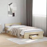 Bedframe met lade bewerkt hout sonoma eikenkleurig 90x200 cm - thumbnail