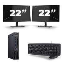 Dell Optiplex 3060 Micro USFF - Intel Core i5-8e Generatie - 8GB RAM - 256GB SSD - Windows 11 + 2x 22 inch Monitor - thumbnail