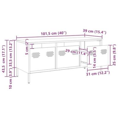 Tv-meubel 101,5x39x43,5 cm koudgewalst staal wit