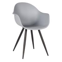 LABEL51 Eetkamerstoel Luca - Grijs - PP - Zwart Metalen Frame - thumbnail