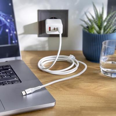 Intenso USB-kabel USB 2.0 USB-C stekker, USB-C stekker 1.50 m Wit Stoffen mantel 7901002 - thumbnail