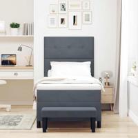 Boxspring Bed met Matras & Bank Donkergrijs 100x200 cm Fluweel - thumbnail