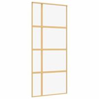 VidaXL Schuifdeur 90x205 cm helder esg-glas en aluminium goudkleurig - thumbnail