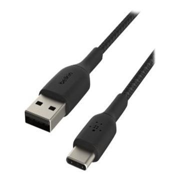 Gevlochten kabel - BELKIN - USB-A naar USB-C - 3 m - Zwart