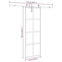 Schuifdeur met beslagset 76x205 cm gehard glas zwart - thumbnail