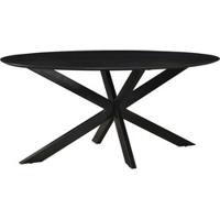 Sohome Ovale Eettafel 'Coco' Mangohout en staal, kleur Zwart, 180 x 90cm - thumbnail