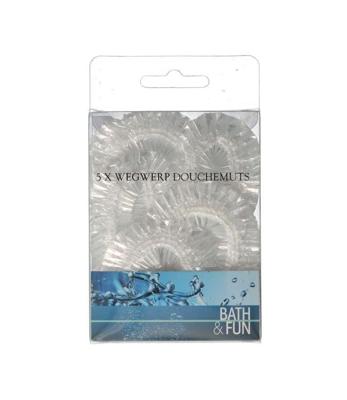 BATH & FUN douchemuts wegwerp 5 stuks transparant