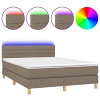 Boxspring met matras en LED stof taupe 140x190 cm - thumbnail