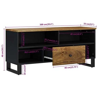 Tv-meubel 100x33x46 cm massief mangohout en bewerkt hout