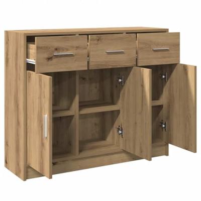 Dressoir 91x28x75 cm bewerkt hout artisanaal eikenkleur Dressoir 91x28x75 cm bewerkt hout artisanaal eikenkleur