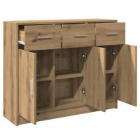 Dressoir 91x28x75 cm bewerkt hout artisanaal eikenkleur - thumbnail