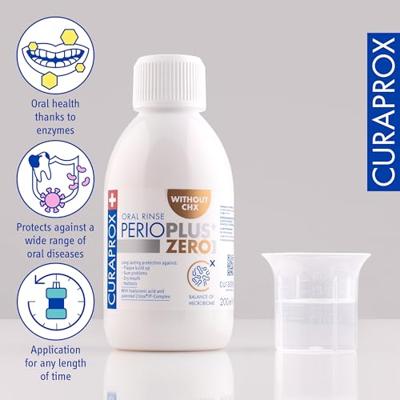 Curaprox Perio plus+ zero CHX 0.00 mondspoeling 200 Milliliter Curaprox Perio plus+ zero CHX 0.00 mondspoeling 200 Milliliter