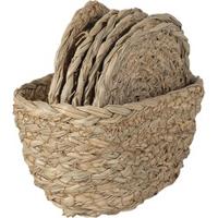 Clayre & Eef Onderzetters voor Glazen Ø 12 cm Bruin Zeegras Rond - thumbnail