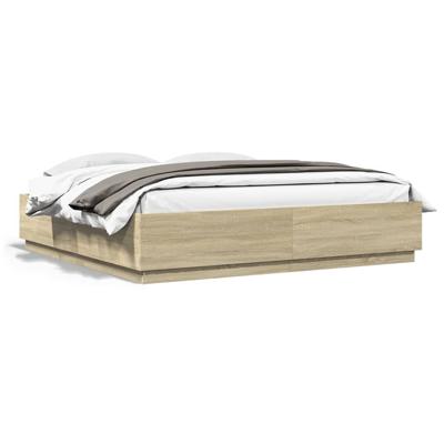 Bedframe bewerkt hout sonoma eikenkleurig 200x200 cm
