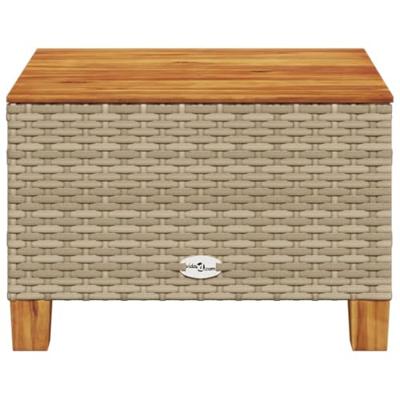 Tuintafel 55x55x36 cm poly rattan en acaciahout beige Tuintafel 55x55x36 cm poly rattan en acaciahout beige
