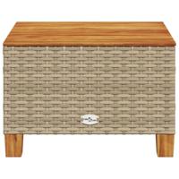 Tuintafel 55x55x36 cm poly rattan en acaciahout beige - thumbnail