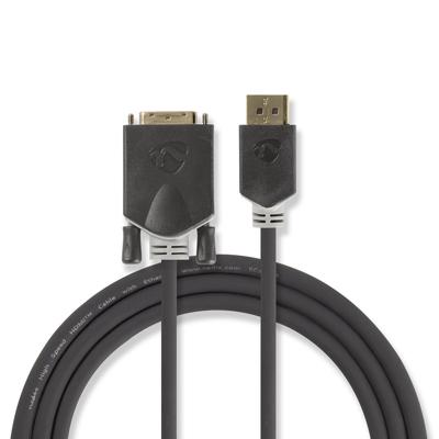 DisplayPort - DVI-kabel | DisplayPort male - DVI-D 24+1-pins male | 2,0 m | Antraciet