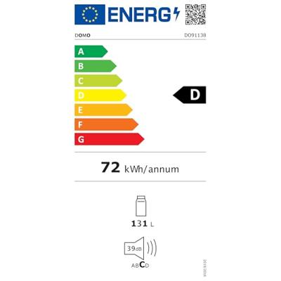 DOMO KÜHLSCHRANK Koelkast Energielabel: D (A - G) 131 l Wit