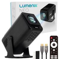 Lumenix NEO Mini Beamer, 1080p Full HD, Autofocus & 4D Keystone, Stofvrij ontwerp, WiFi 6 & Bluetooth 5.0, HDMI & USB, Wit, Thuisbioscoop (Zwart) - thumbnail