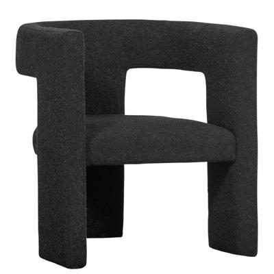 WOOOD Fauteuil 'Tiwa' Bouclé, kleur Donkergrijs