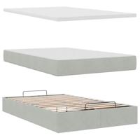 Ottoman bed met matras en LED's 120x200 cm fluweel lichtgrijs - thumbnail