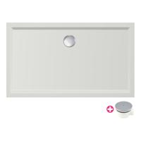 Douchebak Xenz Mariana | 140x80x4 cm | Incl.Afvoersifon-Chroom | Acryl | Rechthoekig | Wit mat - thumbnail