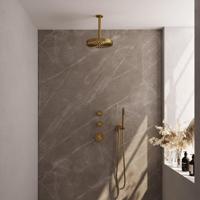 BRAUER Stripe Thermostatische Inbouw Regendouche - SET 03 - 25cm douchekop - plafondarm - staaf handdouche - doucheslang - wandaansluitbocht - goud geborsteld PVD 5-GG-369 - thumbnail
