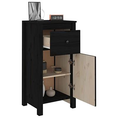 Dressoirs 2 st 40x35x80 cm massief grenenhout zwart - thumbnail
