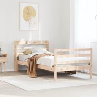 Bedframe met hoofdbord massief grenenhout 75x190 cm - thumbnail