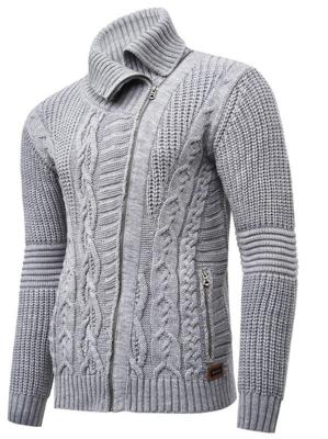 Rusty Neal - Heren Vest Kabel - Grijs - Gebreid - Italianstyle