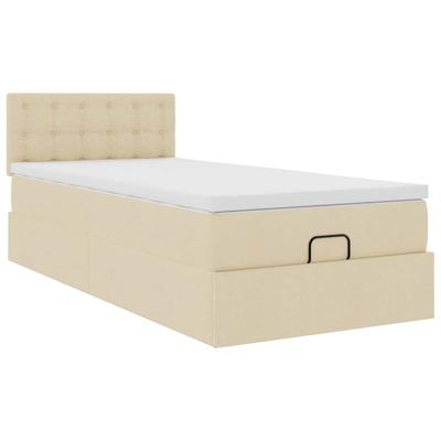 Ottoman bed met matras 200x200 cm stof crèmekleurig
