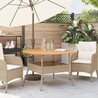 Tuintafel met acaciahouten blad Ø110x71 cm poly rattan beige - thumbnail