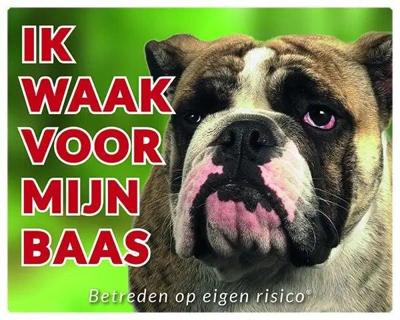 Engelse Bulldog Waakbord - Ik waak voor mijn baas