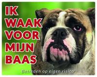 Engelse Bulldog Waakbord - Ik waak voor mijn baas - thumbnail