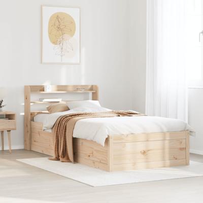 Bedframe met hoofdbord massief grenenhout 90x190 cm