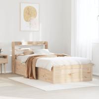 Bedframe met hoofdbord massief grenenhout 90x190 cm - thumbnail