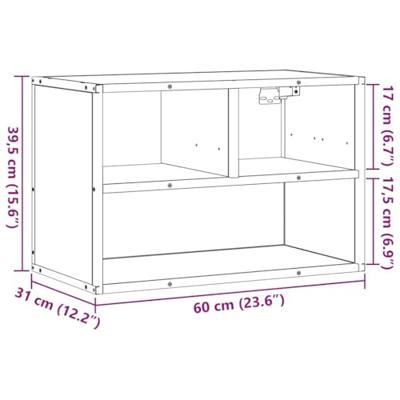 Tv-meubel 60x31x39,5 cm bewerkt hout metaal bruin eikenkleurig Tv-meubel 60x31x39,5 cm bewerkt hout metaal bruin eikenkleurig