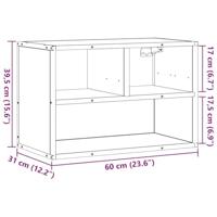 Tv-meubel 60x31x39,5cm bewerkt hout metaal gerookt eikenkleurig - thumbnail
