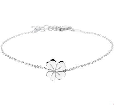 Armband Klaver zilver 1 mm 17-20 cm