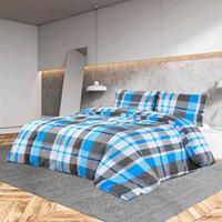 VidaXL Dekbedovertrekset 240x220 cm katoen blauw en grijs - thumbnail