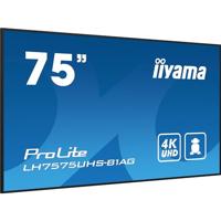 iiyama Prolite LH7575UHS-B1AG 189,3 cm 75 inch digitale signage display IPS LED-paneel 4K UHD HDMI DP in/Out USB2.0 RS-232c RJ45 mediaspeler Android OS WiFi SDM-L Micro-SD 24/7 zwart - thumbnail