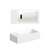 Clou Flush Fontein Met Voorbewerkt Kraangat Links Met Geintegreerde Afvoer Mat Wit Keramiek 36 cm Clou - thumbnail