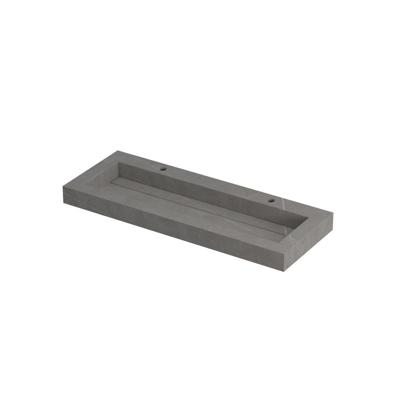 INK Pitch Wastafel Keramische Slab Centraal met Drain en Front en Side Skirts 2 Kraangaten - 1200x450x90 mm - Armani Grey Mat