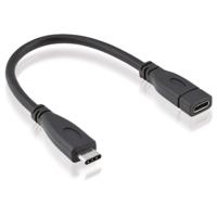 ROLINE USB 3.2 Gen 2 kabel, C-C, M/F, zwart, 0,15 m - thumbnail