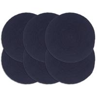 Placemats 6 st rond 38 cm katoen effen marineblauw - thumbnail