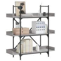 Boekenkast 3-laags 100x33x108,5 cm bewerkt hout grijs sonoma - thumbnail
