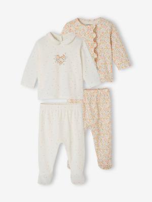 Set van 2 tweedelige babypyjama's van katoenjersey ecru Set van 2 tweedelige babypyjama's van katoenjersey ecru