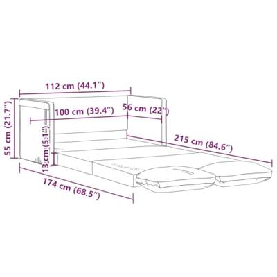 Slaapbank vloermodel 2-in-1 112x174x55 cm stof zwart Slaapbank vloermodel 2-in-1 112x174x55 cm stof zwart
