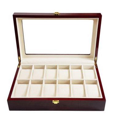 Luxe klassieke houten horlogebox voor 12 horloges | Rood